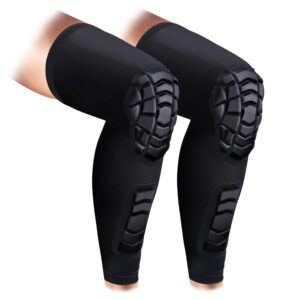 Wrestling Knee Pads Compression Leg Sleeve with Knee Pad and Calf Pad, 1 Pair Knee Sleeve for Football, Basketball, Volleyball(Black_S_2 Pcs)