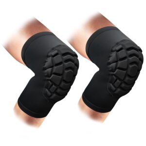 Wrestling Knee Pads Short Knee Sleeve, 2 Pcs Knee Compression Sleeve for Football, Basketball, Volleyball(Black_L_2 Pcs)
