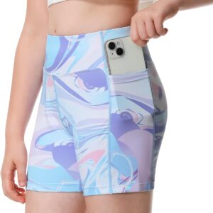 ANIVIVO Girls’ 4″ Volleyball Biker Dance Shorts Youth Spandex Yoga Shorts Kids Athletic Running Compression Shorts