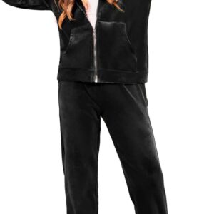 Arshiner 2 Piece Outfits for Girls Velour Tracksuit Hoodie and Jogger Set Sweatsuit Athletic Clothes Sets