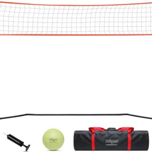 12FT/18FT Portable Volleyball Training Net for Hitting or Serving Drills, Outdoor & Indoor Freestanding Volleyball Practice Net with Height Adjustable, Volleyball, Carry Bag