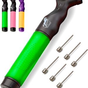 Valiant Sports Ball Pump Inflator with 5 Needles (Pin), Dual Action Hand Held Portable Air Pump with pins to Inflate Soccer Ball, Football, Volleyball, Rugby,Netball & Basketball