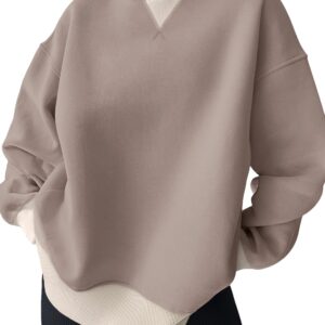 Trendy Queen Women’s Oversized Color Block Fleeced Crewneck Sweatshirt