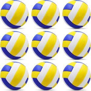 9 Pack Official Size 5 Volleyballs, Indoor Outdoor Volleyball Waterproof Soft Pool Beach Volleyball Ball of Composite Leather Inflatable with Pump for Adults, Teen, and Kids