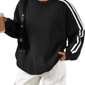 Trendy Queen Oversized Sweatshirt for Women Crewneck Fall Fashion Clothes 2024 Striped Sweater y2k Teen Girls Outfits