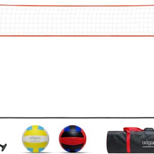 12FT/18FT Portable Volleyball Training Net for Hitting or Serving Drills, Outdoor & Indoor Freestanding Volleyball Practice Net with Height Adjustable, Volleyball, Carry Bag