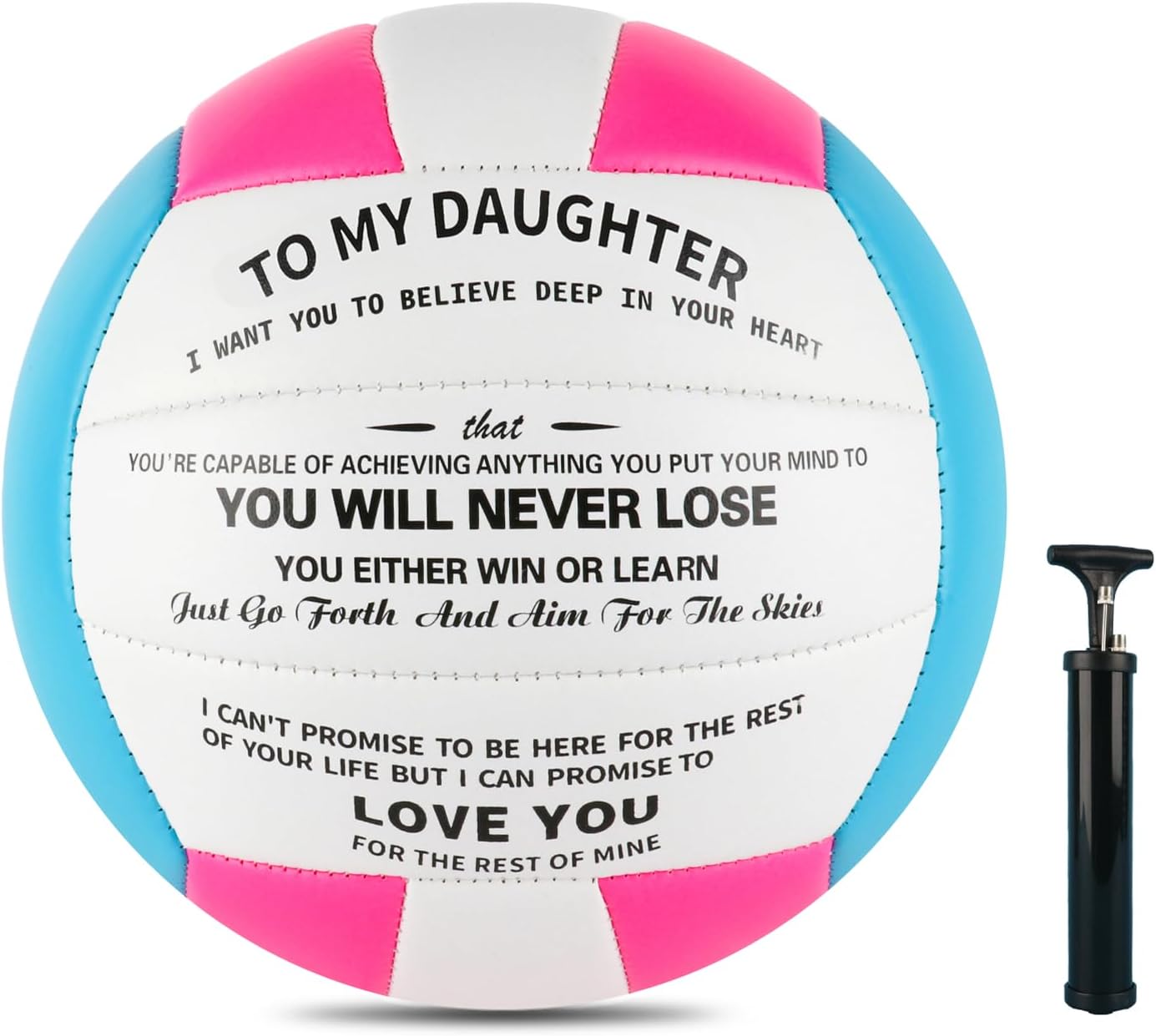 Volleyball Gift for Daughter Personalized Indoor Outdoor Sports Balls,Engraved Message Volleyballs Official Size 5 Birthday Presents from Mom Dad,with Pump