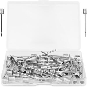 48 Pcs Ball Pump Needles, Air Pump Needles, Stainless Steel Inflation Needles for Sports Balls, Such as Basketball, Football, Rugby, Yoga Ball, Volleyball, with Portable Storage Box