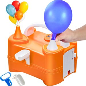 Electric Balloon Pump, Portable Dual Nozzle Electric Balloon Inflator and Balloon Tying Tool in One 110V 400W Balloon Inflator for Party Decorations Wedding Birthday Graduation