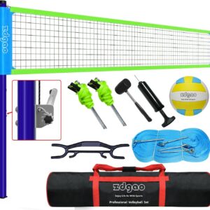 Volleyball Net Outdoor – Professional Volleyball Set with Height Adjustable Aluminum Poles and Anti-Sag System, Boundary Line, Volleyball and Pump