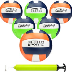 Volleyball Assorted Graphics with Pump Navy/Green/White, Navy/Orange/White (Pack of 6)