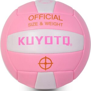KUYOTQ Volleyball, Indoor Outdoor Volleyball Waterproof Soft Leather Official Size 5 Beach Volleyball for Kids Youth Adults, Game Gym Training(Deflated)