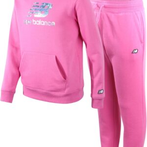 New Balance Girls’ Jogger Set – 2 Piece Fleece Hoodie and Joggers Kids Clothing Set (5-16)