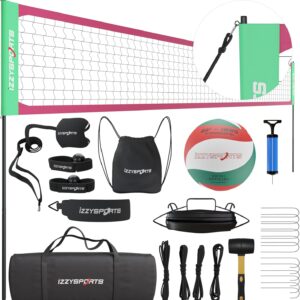 Professional Volleyball Net Set – Easy Setup Regulation Volleyball Net with Poles, Carrying Bag, Premium Volleyball Ball & More – Volleyball Net for Backyard & Outdoor Beach Volleyball Game