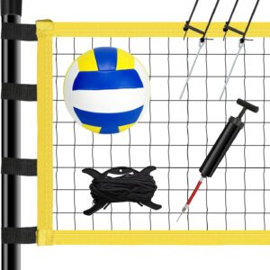 Yoving 32’x 3′ Volleyball Net Set, Foldable Volleyball Complete Net Set with Steel Posts, Field Marking, Volleyball and Free Carry Bag, Volleyball Lines, Height Adjustable