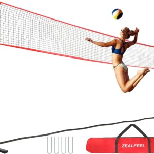 Volleyball Net, 12ft/20ft Volleyball Training Net Set Height Adjustable, Portable Freestanding Practice Net for Hitting or Serving Drills, Pop up Net with Carry Bag for Backyard or Outdoor