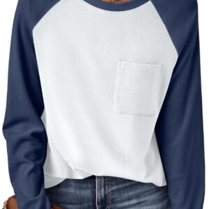 Trendy Queen Womens Crew Neck Long Sleeve Colorblock Shirts 2024