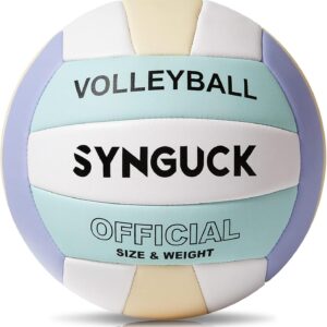 SYNGUCK Size 5 Volleyball,Official Soft Indoor Outdoor Volleyballs Sports Training Game Play Ball for Youth, Teenager, Adult