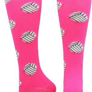 MadSportsStuff Volleyball Socks with Volleyballs for Girls Women Youth Adult Over the Calf Gift Accessories Long Tall Fun