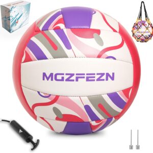 Soft Touch Volleyball Official Size 5, Women Play Beach Volleyballs for Outdoor Indoor Beach Pool Gym with Pump Needles and Mesh Net Bag…