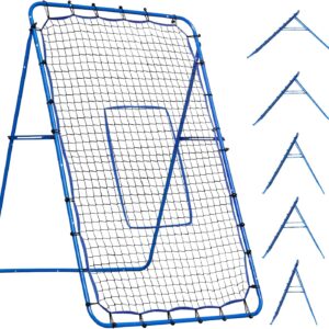 6x4FT Baseball Rebounder Net, Baseball Rebounder Pitchback Net with 2 x 6-Angle Quick Adjustments, Easy Quick Setup,Ideal for Volleyball Softball Lacrosse Soccer and Sport Training