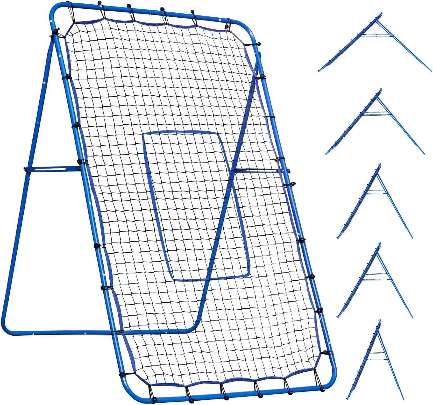6x4FT Baseball Rebounder Net, Baseball Rebounder Pitchback Net with 2 x 6-Angle Quick Adjustments, Easy Quick Setup,Ideal for Volleyball Softball Lacrosse Soccer and Sport Training
