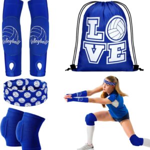 Yinder 4 Pcs Volleyball Accessories Include Volleyball Knee Pads Volleyball Arm Sleeves Volleyball Drawstring Bag Volleyball Softball Headbands for Women Teenager Volleyball Training Dance