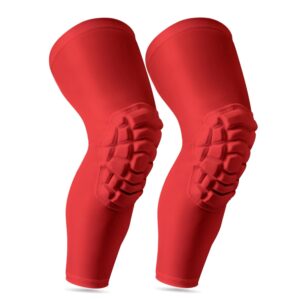 Knee Pads Compression Leg Sleeve Wrestling Volleyball Football Knee Pads, Knee Compression Sleeve for Youth Adult, 1 pair of Knee Sleeves ((#1) Red-2pcs,Medium)