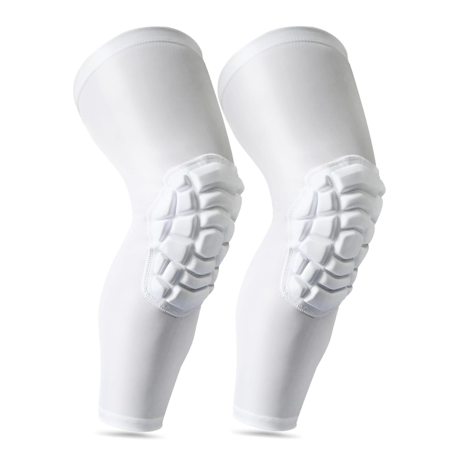 Knee Pads Compression Leg Sleeve Wrestling Volleyball Football Knee Pads, Knee Compression Sleeve for Youth Adult, 1 pair of Knee Sleeves ((#1) White-2pcs,XSmall)