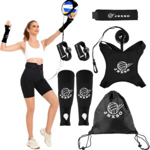 Volleyball Training Equipment Aid -Solo Volleyball Equipment with 1 Pair Volleyball Arm Sleeves Practice Your Serving, Setting & Spiking with Ease for Beginners & Pro