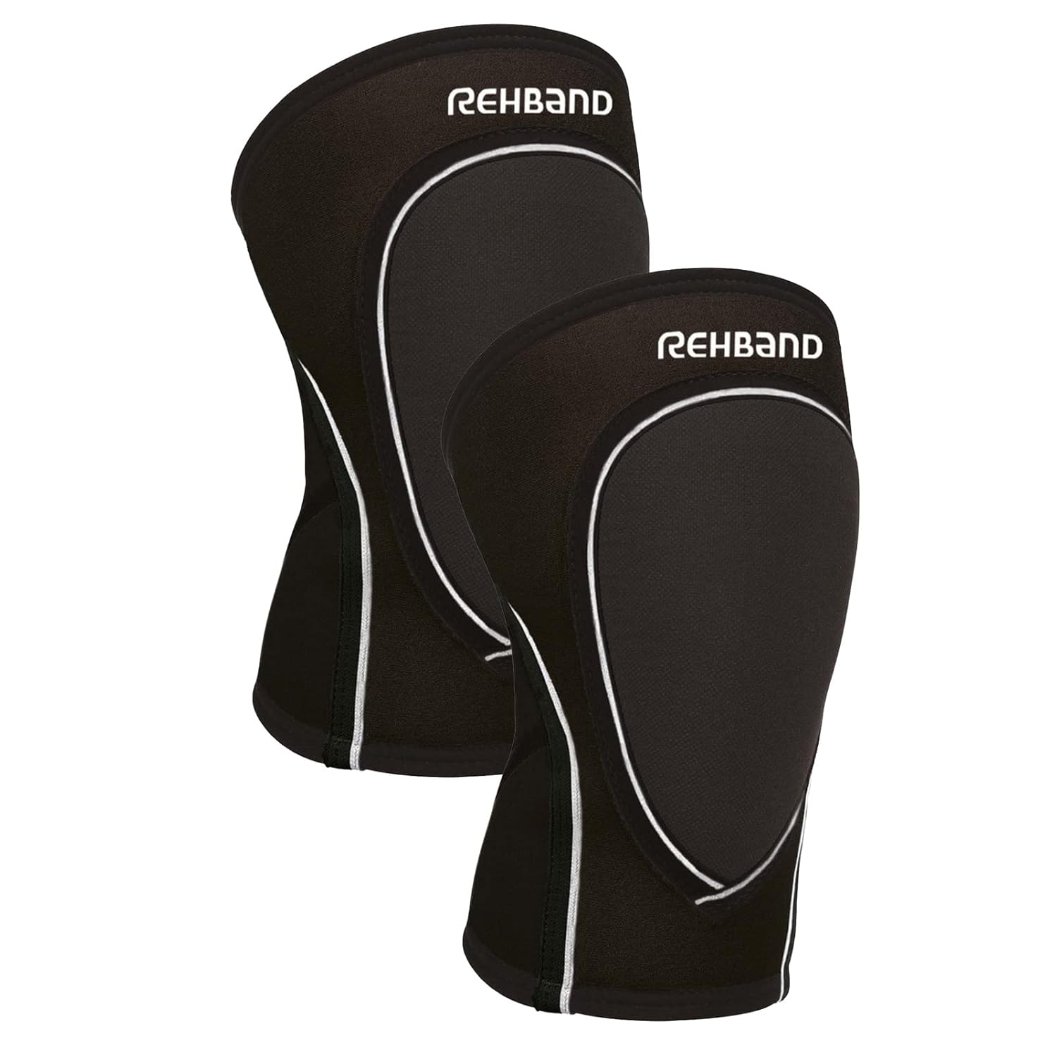 Rehband Indoor-Sports knee pads, 3mm Neoprene knee protectors for volleyball, handball & dancing, Unisex knee protector support, Colour:Black – 1 Pair, Size:Large