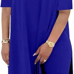 AXOSY Women Plus Size 2 Piece Outfits Short Sleeve Tunic Tops and Skinny Biker Shorts Sets Tracksuits