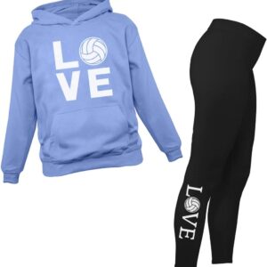 Matching Volleyball Hoodies & Leggings for Women Teen Girls Fans Team Players Love Hoodie & Legging Set