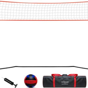 12FT/18FT Portable Volleyball Training Net for Hitting or Serving Drills, Outdoor & Indoor Freestanding Volleyball Practice Net with Height Adjustable, Volleyball, Carry Bag