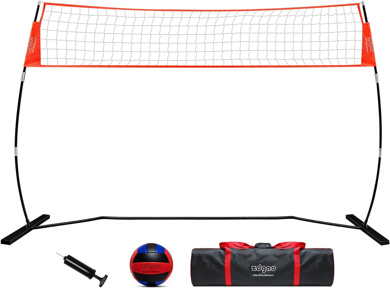 12FT/18FT Portable Volleyball Training Net for Hitting or Serving Drills, Outdoor & Indoor Freestanding Volleyball Practice Net with Height Adjustable, Volleyball, Carry Bag