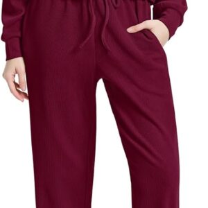 WIHOLL Two Piece Sets for Women Sweatsuit Hoodie and Sweatpants Sets Airport Fashion Outfits Tracksuit with Pocket