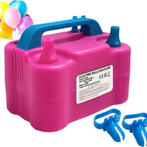 Electric Balloon Pump,110V 600W Portable Dual Nozzles Balloon Pump,Air Pump Balloon Blower for Party Decorations with Tying Tool(Rose Red)