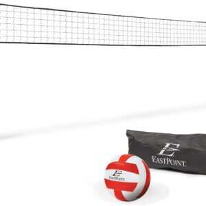 EastPoint Sports Easy-Fit Adjustable Volleyball Net – Fits Yards Adjusts from 10 ft. to 30 ft. Long – Includes All Accessories