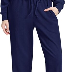 WIHOLL Two Piece Sets for Women Sweatsuit Hoodie and Sweatpants Sets Airport Fashion Outfits Tracksuit with Pocket