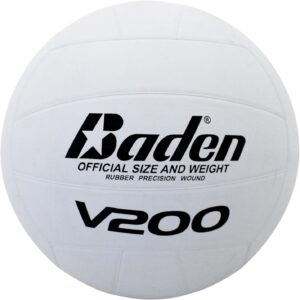 Baden V200 Rubber Volleyball | Durable All Purpose Volleyball | Perfect for Indoor and Outdoor Play | Suitable for All Ages | Official Size 5, Classic White Design