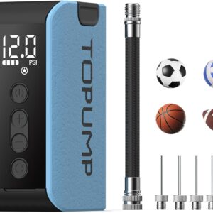 Electric Ball Pump with Inflation & Deflation, Portable Rechargeable Ball Pump with Pressure Gauge (Max 20PSI), Soccer Ball Air Pump with Needles for Sports Balls, Basketball, Volleyball, Rugby