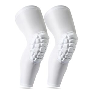 Knee Pads Compression Leg Sleeve Wrestling Volleyball Football Knee Pads, Knee Compression Sleeve for Youth Adult, 1 pair of Knee Sleeves ((#1) White-2pcs,XLarge)