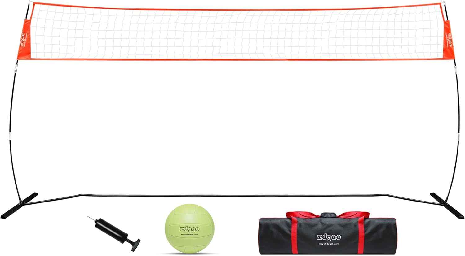 12FT/18FT Portable Volleyball Training Net for Hitting or Serving Drills, Outdoor & Indoor Freestanding Volleyball Practice Net with Height Adjustable, Volleyball, Carry Bag