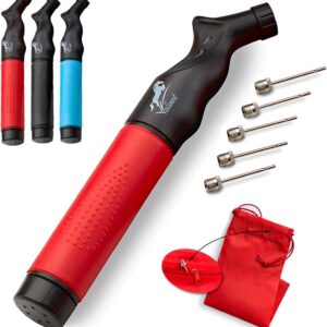 Valiant Sports Ball Pump Inflator with 5 Needles (Pin), Dual Action Hand Held Portable Air Pump with pins to Inflate Soccer Ball, Football, Volleyball, Rugby,Netball & Basketball