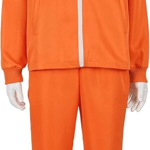 Uisozsfeb Men’s Tracksuit Adult Orange Sports Suit 2-piece with Wig Glasses