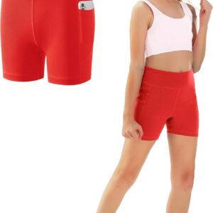 Youth Girls 4″/ 5″ Volleyball Spandex Shorts – Kid Biker Cheer Dance Yoga Athletic Workout Gymnastics Compression Short