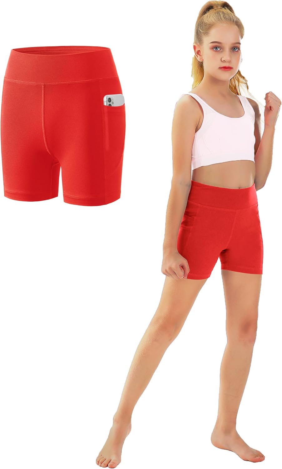 Youth Girls 4″/ 5″ Volleyball Spandex Shorts – Kid Biker Cheer Dance Yoga Athletic Workout Gymnastics Compression Short