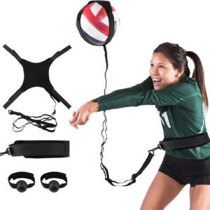 Volleyball Training Equipment Kit, Volleyball Spike Trainer, Volleyball Rebounder for Beginners, for Solo Practice of Serving Setting Spiking and Arm Swings Returns the Ball(Black)