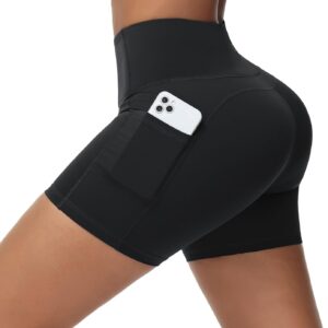 BALEAF Women’s Workout Shorts Light Compression High Waisted Yoga Spandex Volleyball Biker Shorts 3 Pockets