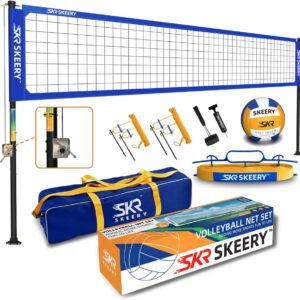 Outdoor Heavy Duty Volleyball Net Set, Anti-Sag Design, Adjustable Aluminum Poles, Portable Volleyball Net for Backyard,Grass and Beach